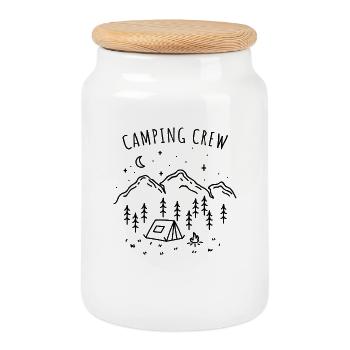 Camping Crew Zelt Abenteuer Camp Natur Camper Team - Keksdose mit Holzdeckel - Weiß - Vorne