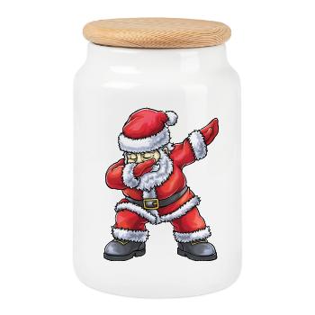 Weihnachtsmann Santa Claus Nikolaus - Keksdose mit Holzdeckel - Weiß - Vorne