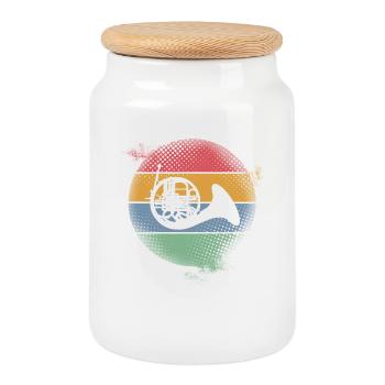 Bugle - Cookie Jar with Wooden Lid - white - Front