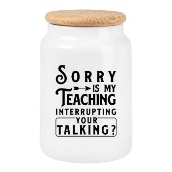 Funny Teacher Quote Teaching - Cookie Jar with Wooden Lid - white - Front