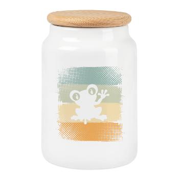 Grenouille - Boîte à biscuits avec couvercle en bois - blanc - Devant