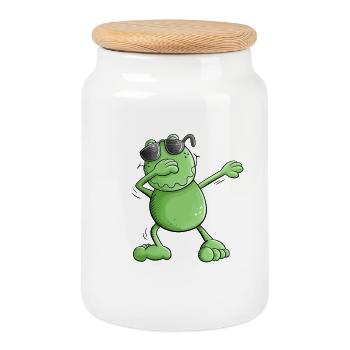 Grenouille cool avec des lunettes de soleil Make the Dab Dance - Boîte à biscuits avec couvercle en bois - blanc - Devant