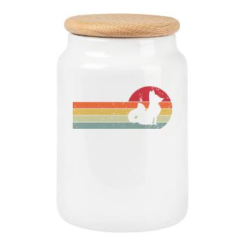 Fox - Cookie Jar with Wooden Lid - white - Front