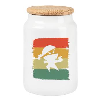 Ninja - Boîte à biscuits avec couvercle en bois - blanc - Devant