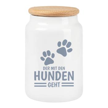 Dog and master sayings - Cookie Jar with Wooden Lid - white - Front