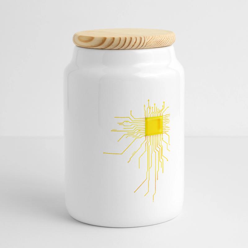 platine Core cpu Computer Nerd Programmer admin Cookie Jar with Wooden Lid