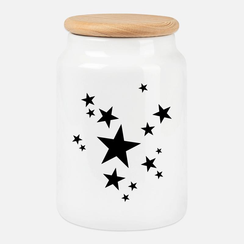 Sterne Zauber Glitzer Design Geschenk - Keksdose mit Holzdeckel - Weiß