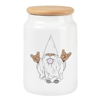 Gnome Rock - Cookie Jar with Wooden Lid - white - Front