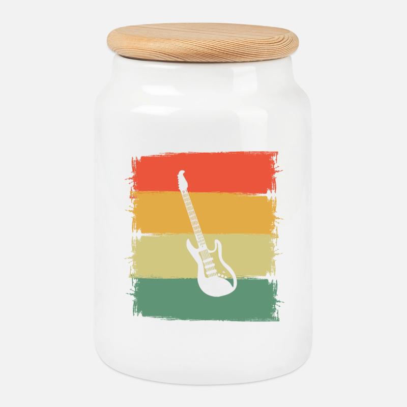 Gitarre E-Gitarre Gitarrist - Keksdose mit Holzdeckel - Weiß