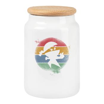 Ninja - Cookie Jar with Wooden Lid - white - Front