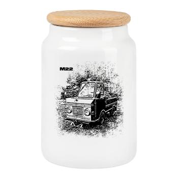 Multivoiture M22 - Boîte à biscuits avec couvercle en bois - blanc - Devant