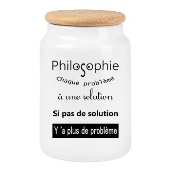 My philosophie - Boîte à biscuits avec couvercle en bois - blanc - Devant