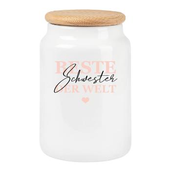 Beste schwester Der Welt - Keksdose mit Holzdeckel - Weiß - Vorne