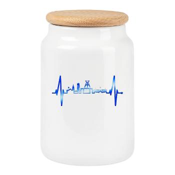 Bochum Herzschlag Bochumer Skyline Heimat Ruhrpott - Keksdose mit Holzdeckel - Weiß - Vorne