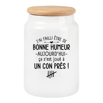J'ai failli être de Bonne Humeur Aujourd'hui - Boîte à biscuits avec couvercle en bois - blanc - Devant