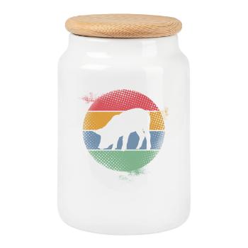 Cochon - Boîte à biscuits avec couvercle en bois - blanc - Devant