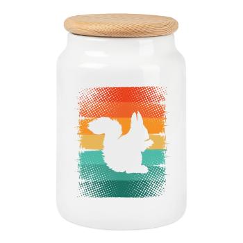 Squirrel - Cookie Jar with Wooden Lid - white - Front