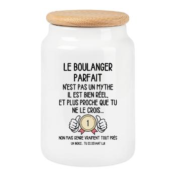 Le Boulanger Parfait n'est pas un Mythe - Humour - Boîte à biscuits avec couvercle en bois - blanc - Devant