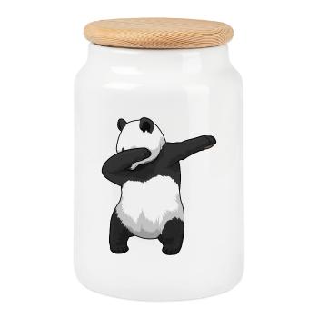 Panda Hip Hop Tanz - Keksdose mit Holzdeckel - Weiß - Vorne