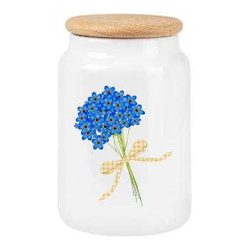 bouquets délicats oubliez-moi-pas - Boîte à biscuits avec couvercle en bois - blanc - Devant