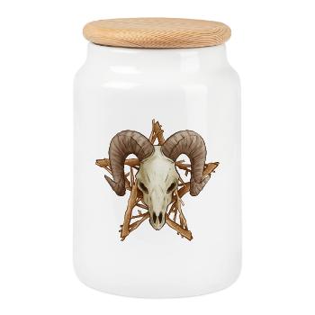 Sheep's head Pentagram Drudenfuß - Cookie Jar with Wooden Lid - white - Front
