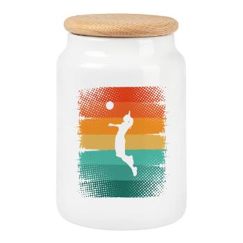 Volleyball - Keksdose mit Holzdeckel - Weiß - Vorne