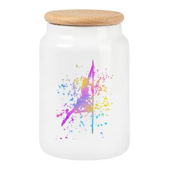 Pole Dance Fitness Color Splash Pole Dance - Cookie Jar with Wooden Lid - white - Front
