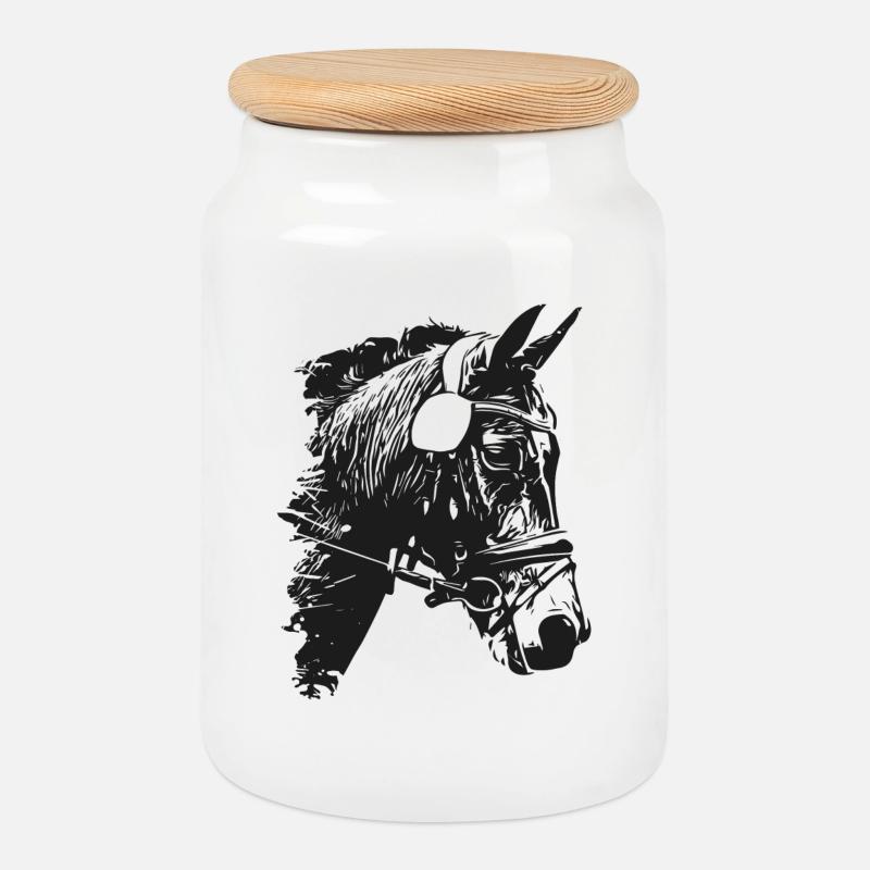 Pferd - Keksdose mit Holzdeckel - Weiß