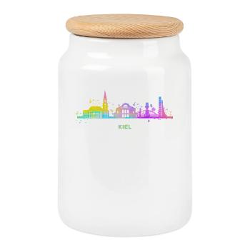 Kiel Skyline Bunt Kiel Allemagne du Nord - Boîte à biscuits avec couvercle en bois - blanc - Devant
