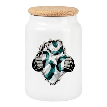 Om under the shirt - Cookie Jar with Wooden Lid - white - Front