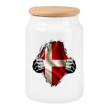 Le Danemark sous la chemise - Boîte à biscuits avec couvercle en bois - blanc - Devant