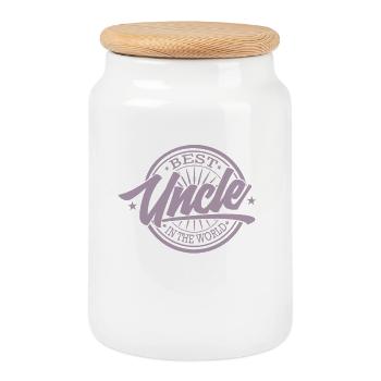 Famille Oncle rétro meilleur oncle du monde - Boîte à biscuits avec couvercle en bois - blanc - Devant
