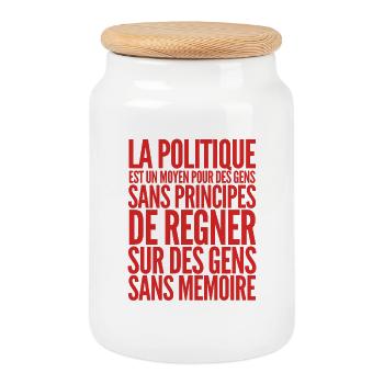 Citation Politique Voltaire - Humour noir - Boîte à biscuits avec couvercle en bois - blanc - Devant