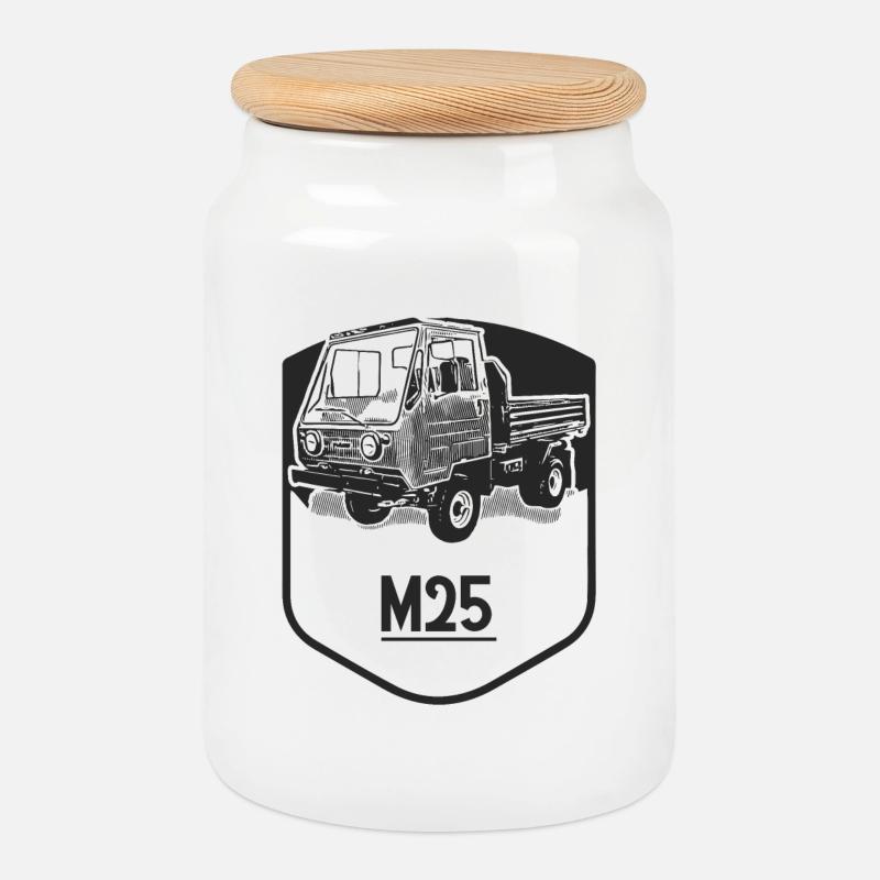 M25 Multicar - Keksdose mit Holzdeckel - Weiß