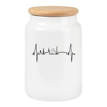 Gelsenkirchen Skyline Heartbeat Fan Amour du cœur - Boîte à biscuits avec couvercle en bois - blanc - Devant