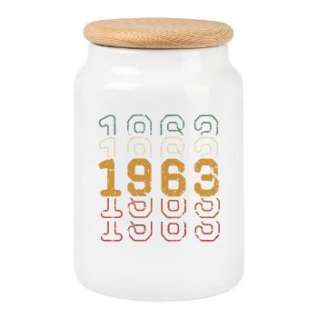 1963 - Keksdose mit Holzdeckel - Weiß - Vorne