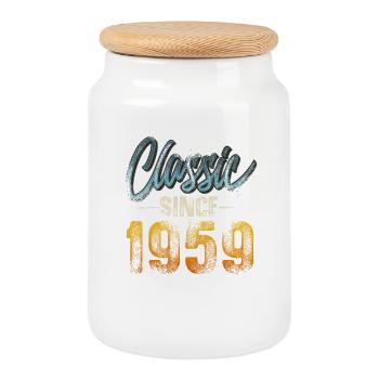 1959 Year of birth Birthday Year of construction Vintage - Cookie Jar with Wooden Lid - white - Front