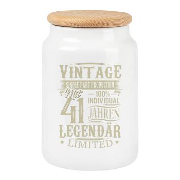 41. Geburtstag Vintage Legendär - Keksdose mit Holzdeckel - Weiß - Vorne
