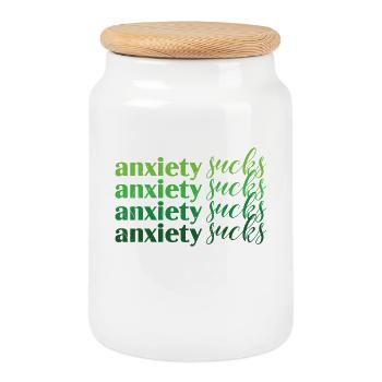 L’anxiété aspire la santé mentale verte - Boîte à biscuits avec couvercle en bois - blanc - Devant