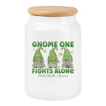Gnome One se bat seul Santé mentale - Boîte à biscuits avec couvercle en bois - blanc - Devant