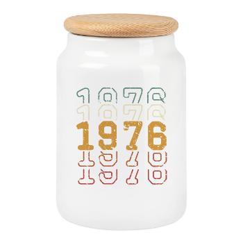 1976 - Keksdose mit Holzdeckel - Weiß - Vorne