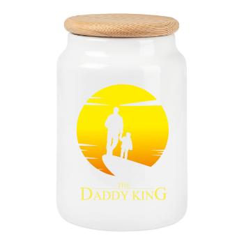 The Daddy King - Humour parodie papa - Boîte à biscuits avec couvercle en bois - blanc - Devant