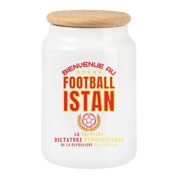 Bienvenue au FOOTBALLISTAN - Humour Football - Boîte à biscuits avec couvercle en bois - blanc - Devant