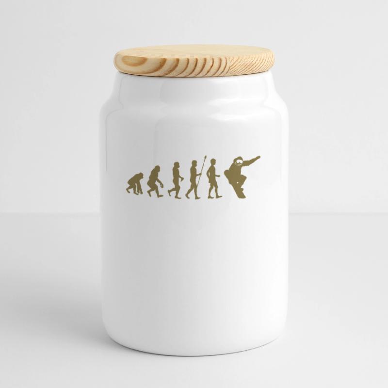 Snowboarder Evolution Geschenkidee Keksdose mit Holzdeckel