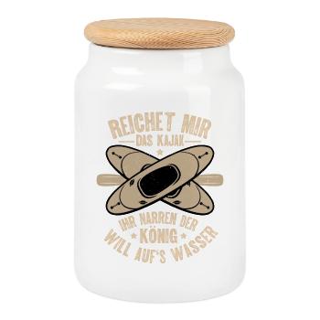 Kajak Kajakfahren - Keksdose mit Holzdeckel - Weiß - Vorne