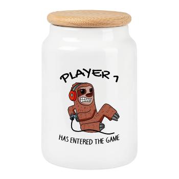 First Baby Player 1 Pregnant Baby Sloth - Cookie Jar with Wooden Lid - white - Front