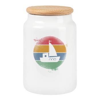 Voilier Sailor Sailing Kids Motif - Boîte à biscuits avec couvercle en bois - blanc - Devant