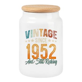 1952 Year of birth Birthday Year of construction Vintage - Cookie Jar with Wooden Lid - white - Front