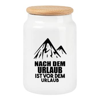 Urlaub Reise Urlaubsziel - Keksdose mit Holzdeckel - Weiß - Vorne