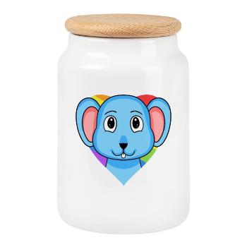 LGBT Tier Maus Regenbogen - Keksdose mit Holzdeckel - Weiß - Vorne